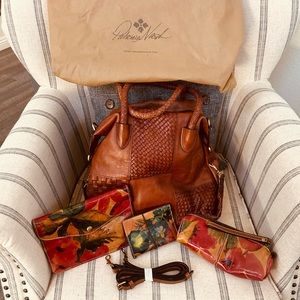 Patricia Nash Weave Hobo Handbag with clutch, passport cover, pencil case, cover